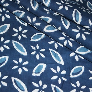 Indigo Blue Batik Fabric: Hand Block Print Cotton Ikat