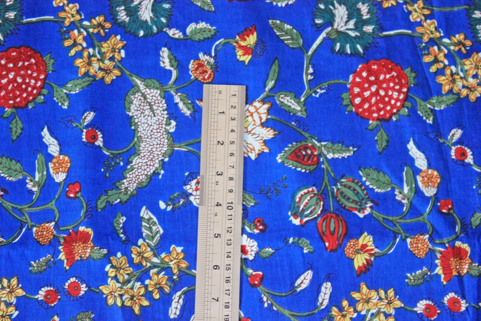 Blue Batik Ikat Floral Print Jaipur Hand Block Print Fabric Etsy UK