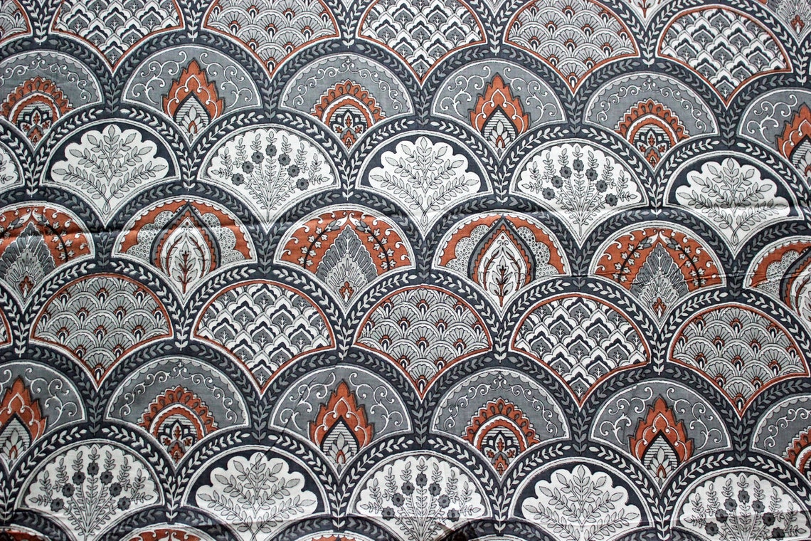Grey Batik Ikat Print Jaipur Hand Block Print fabric 100 Etsy