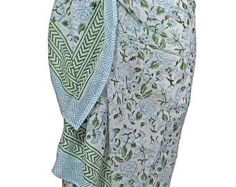 Floral Kalamkari Cotton Pareo: Batik Hand Block Print Sarong