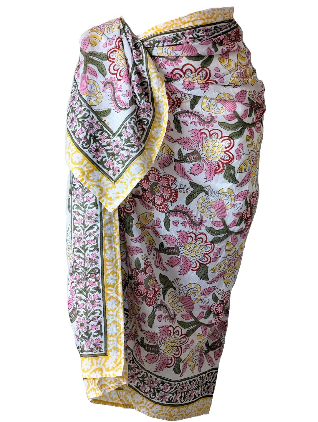 Women Pareos 100% Cotton, Floral Kalamkari, Batik Indian Hand Block ...