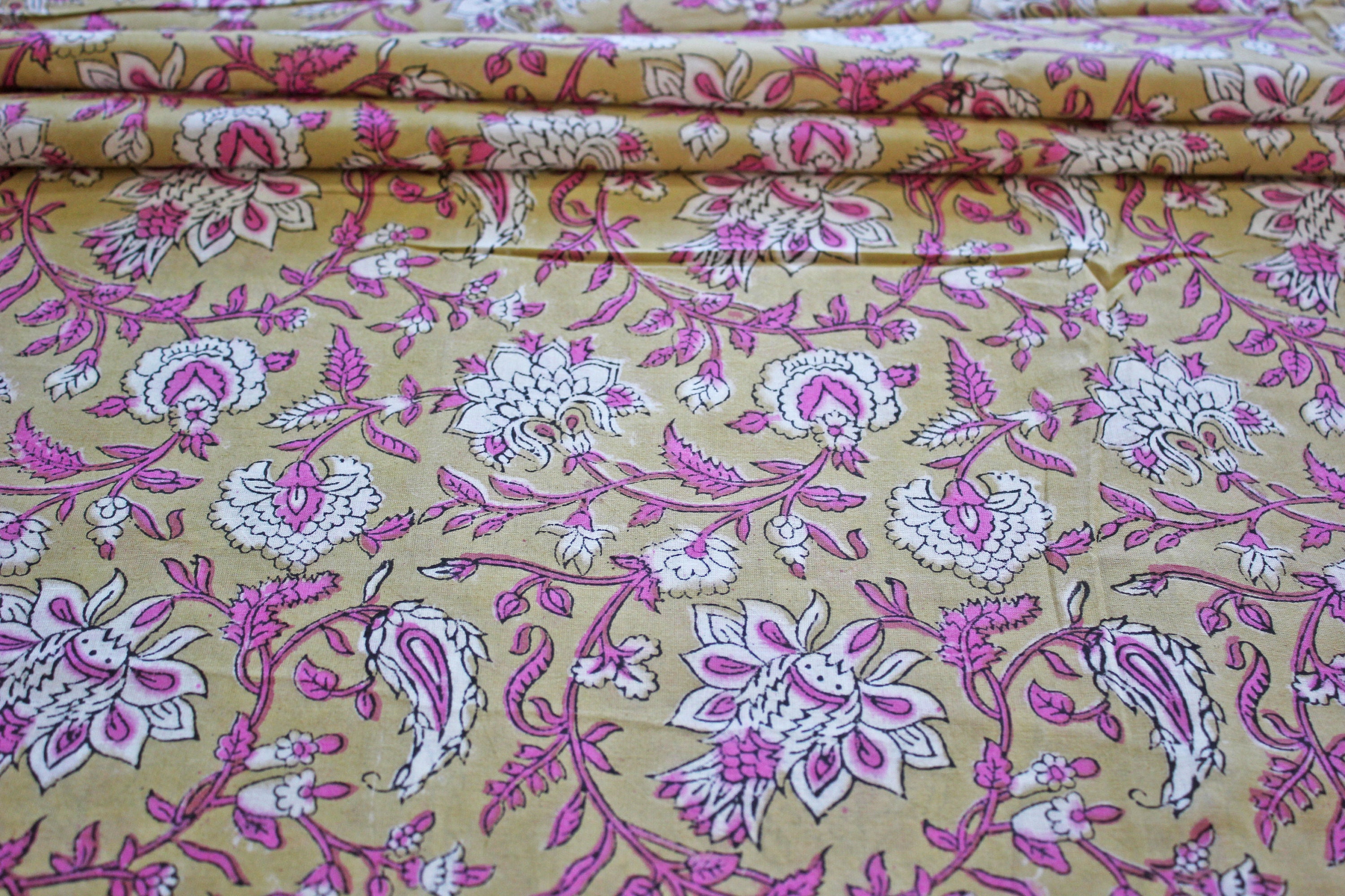 Pink Floral Jal Batik Print Jaipur Hand Block Print fabric Etsy