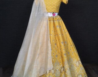 Zari Foil Printed Lehenga Choli with Dupatta: Indian Wedding Partywear