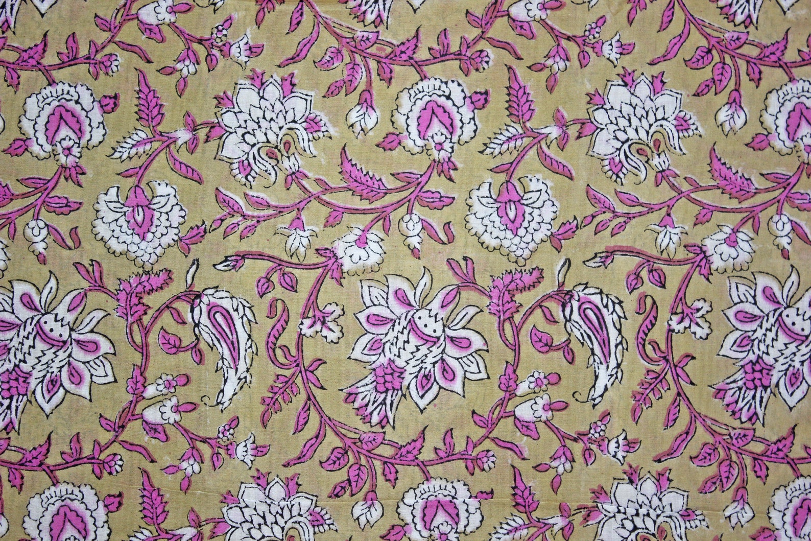 Pink Floral Jal Batik Print Jaipur Hand Block Print Fabric Etsy UK