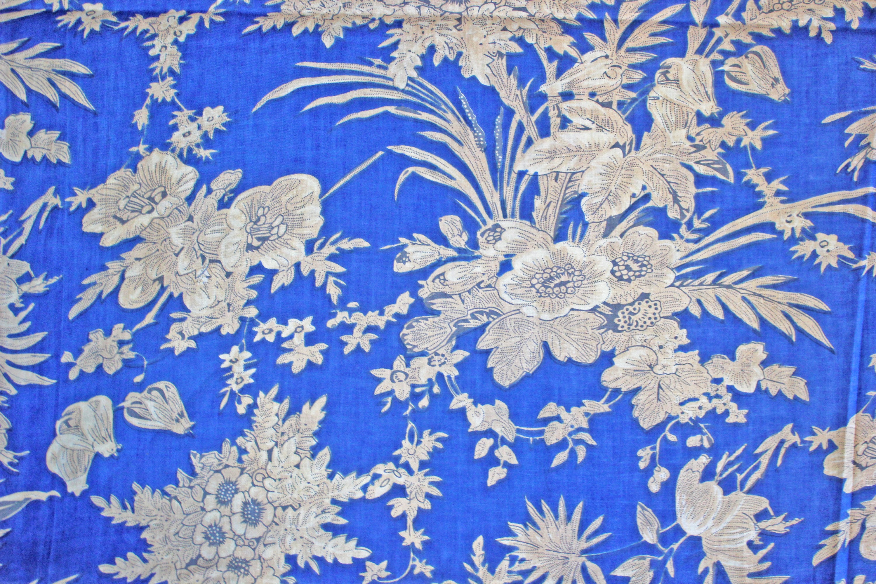 Blue Floral Batik Ikat Print Jaipur Hand Block Print fabric Etsy