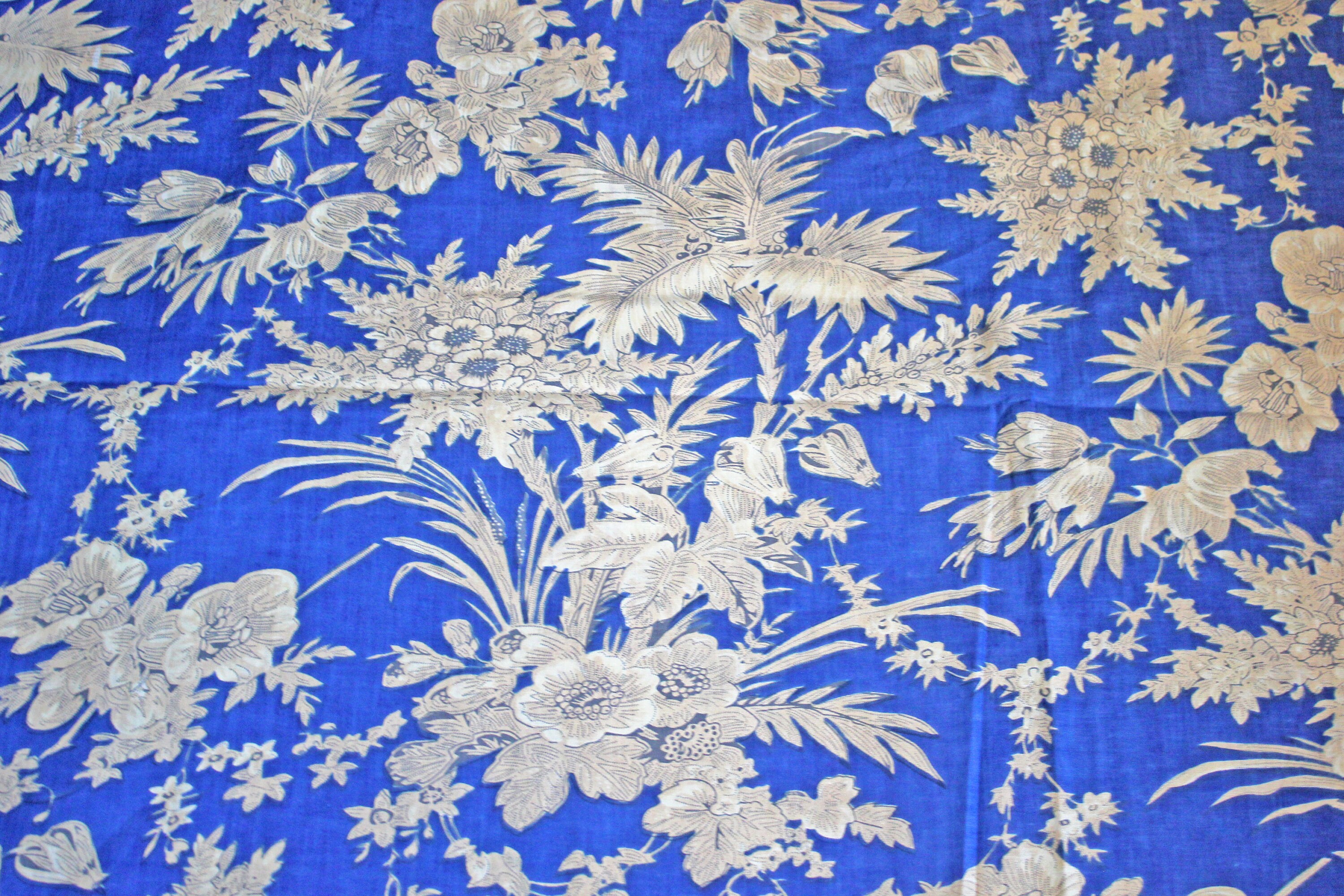 Blue Floral Batik Ikat Print Jaipur Hand Block Print fabric Etsy