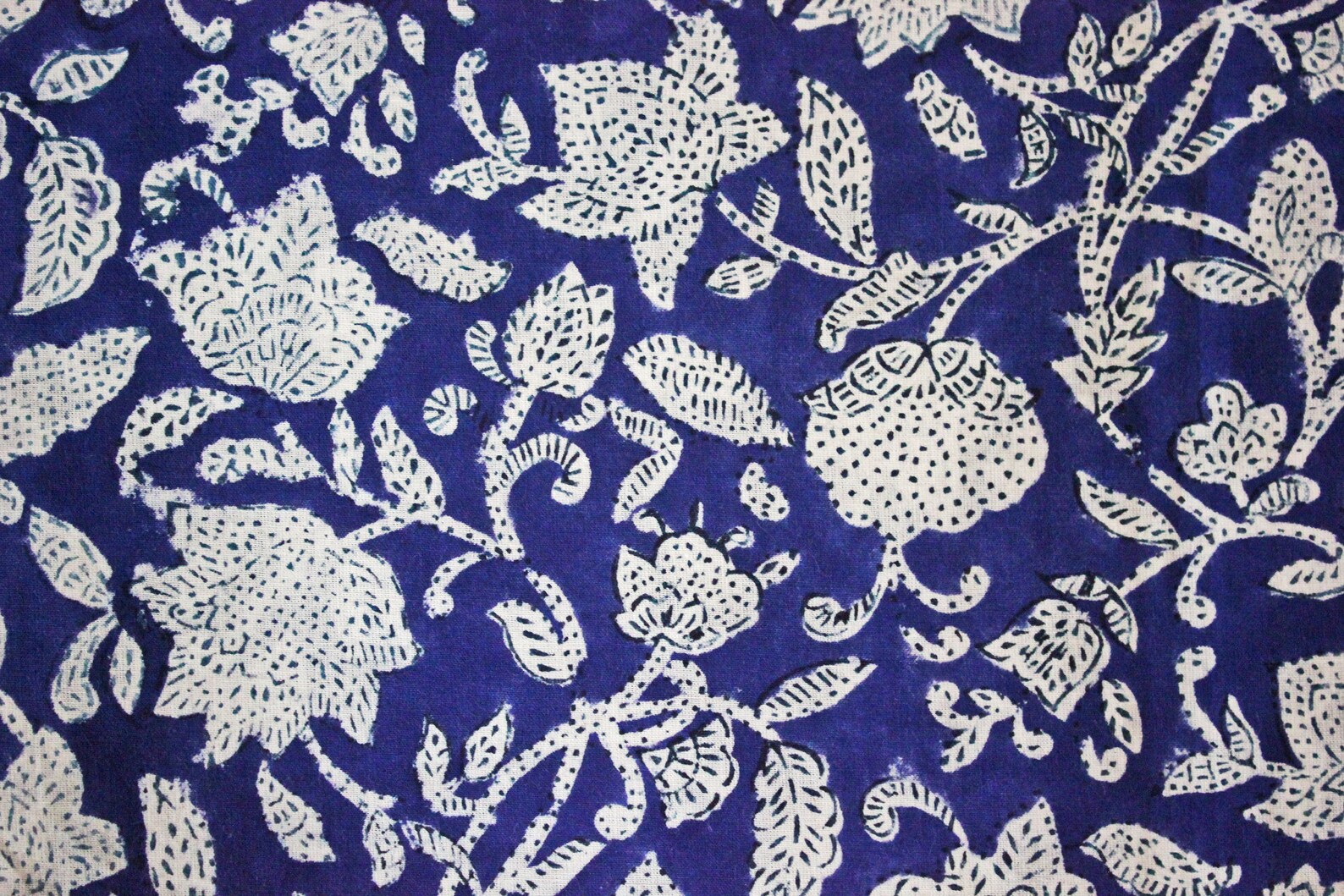 Navy Blue Floral Batik Ikat Print Jaipur Hand Block Print Etsy