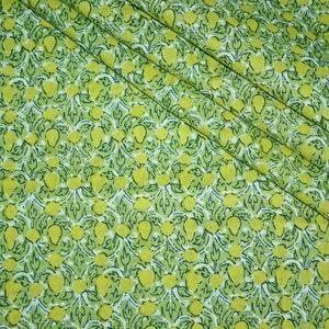 Lime Green Small Mini Floral Batik Ikat Print Jaipur Hand Block Print fabric , 100% Cotton fabric