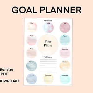 Goals Planner, Goal Setting Printable, Vision Board Template, Digital Planner, Productivity Planner, Monthly Goal Tracker, Personal Growth