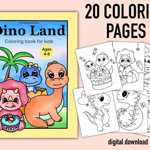 Printable Dinosaur Coloring Pages for Kids, Cute Dinosaurs Coloring Sheets, Creative Fun for Kids, Instant Download, Coloring Book for Kids