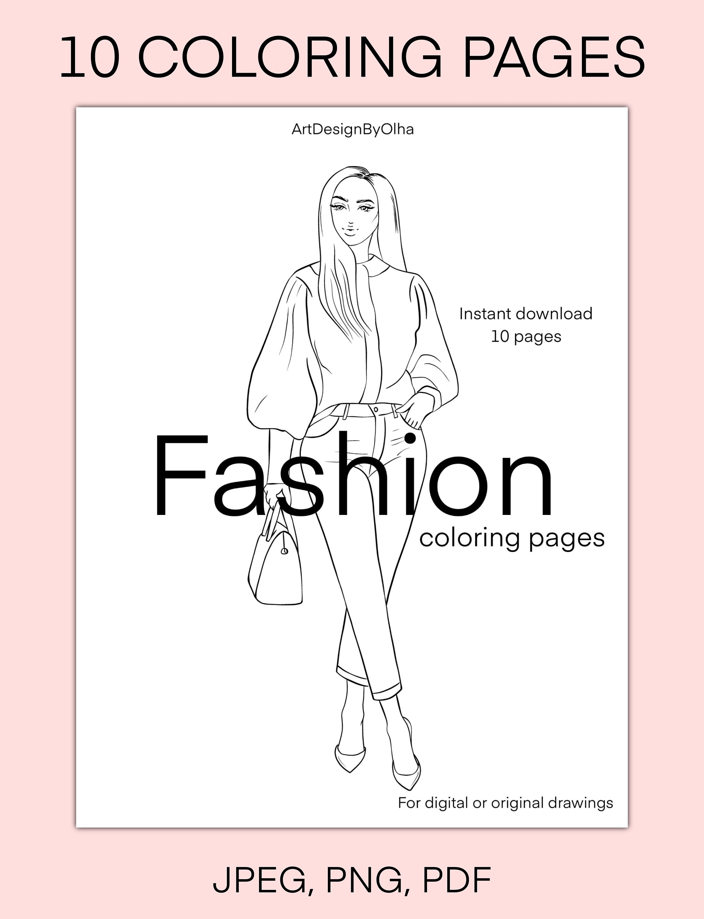 Fashion Coloring Pages for Adult, Women, Girls, Printable Coloring Pages for Adults African ...