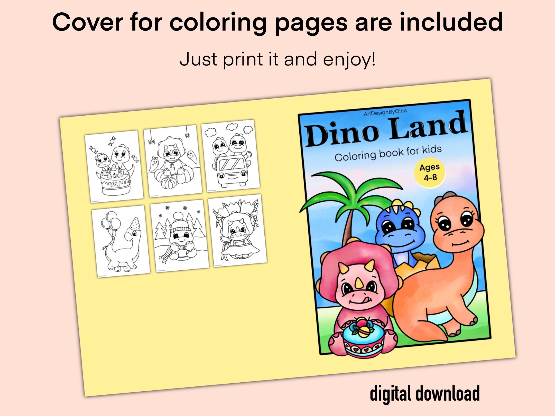 coloring-pages-for-kids-cute-dinosaurs-coloring-download-now-etsy
