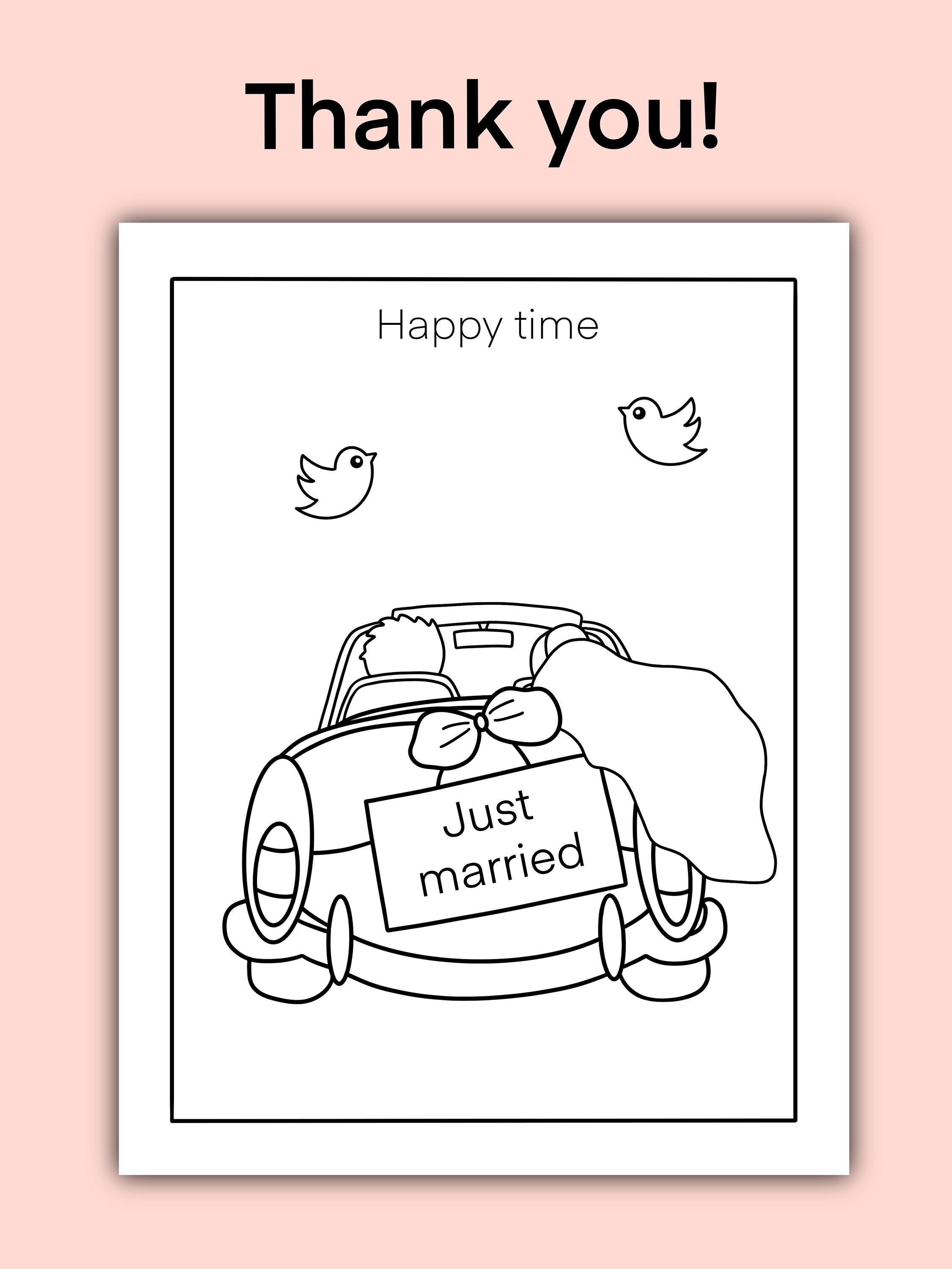 Wedding Coloring Pages for Kids, Digital Kids Wedding Coloring Book