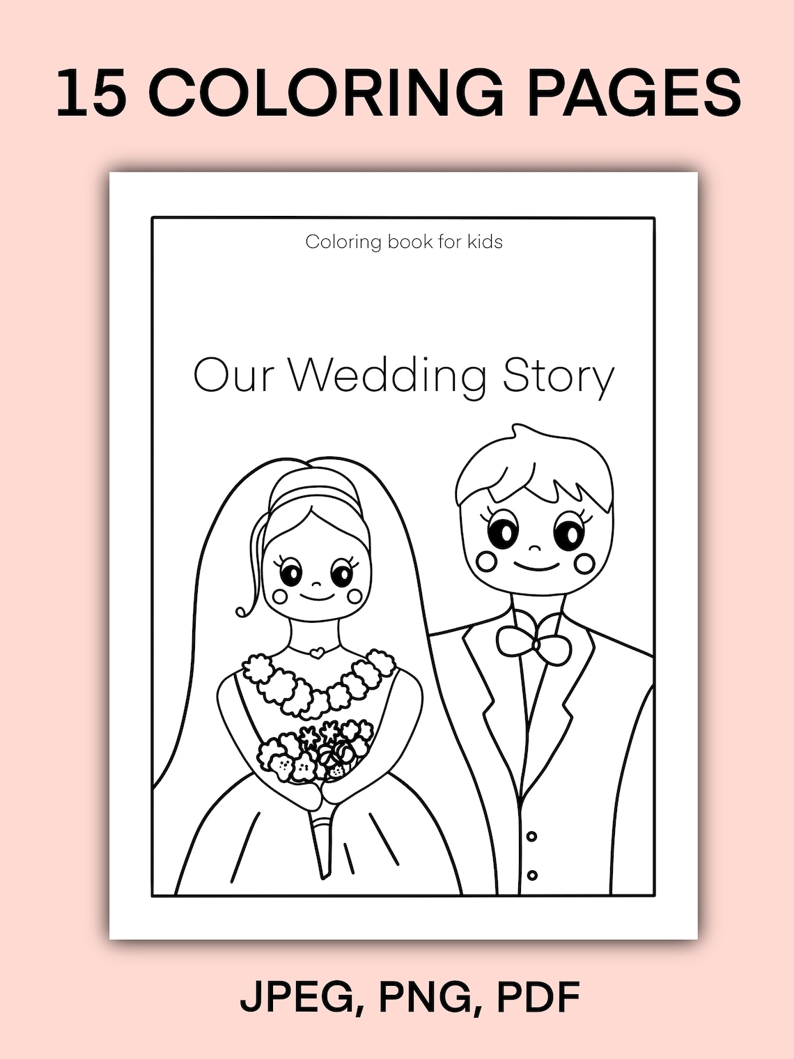 Wedding Coloring Pages for Kids, Digital Kids Wedding Coloring Book ...
