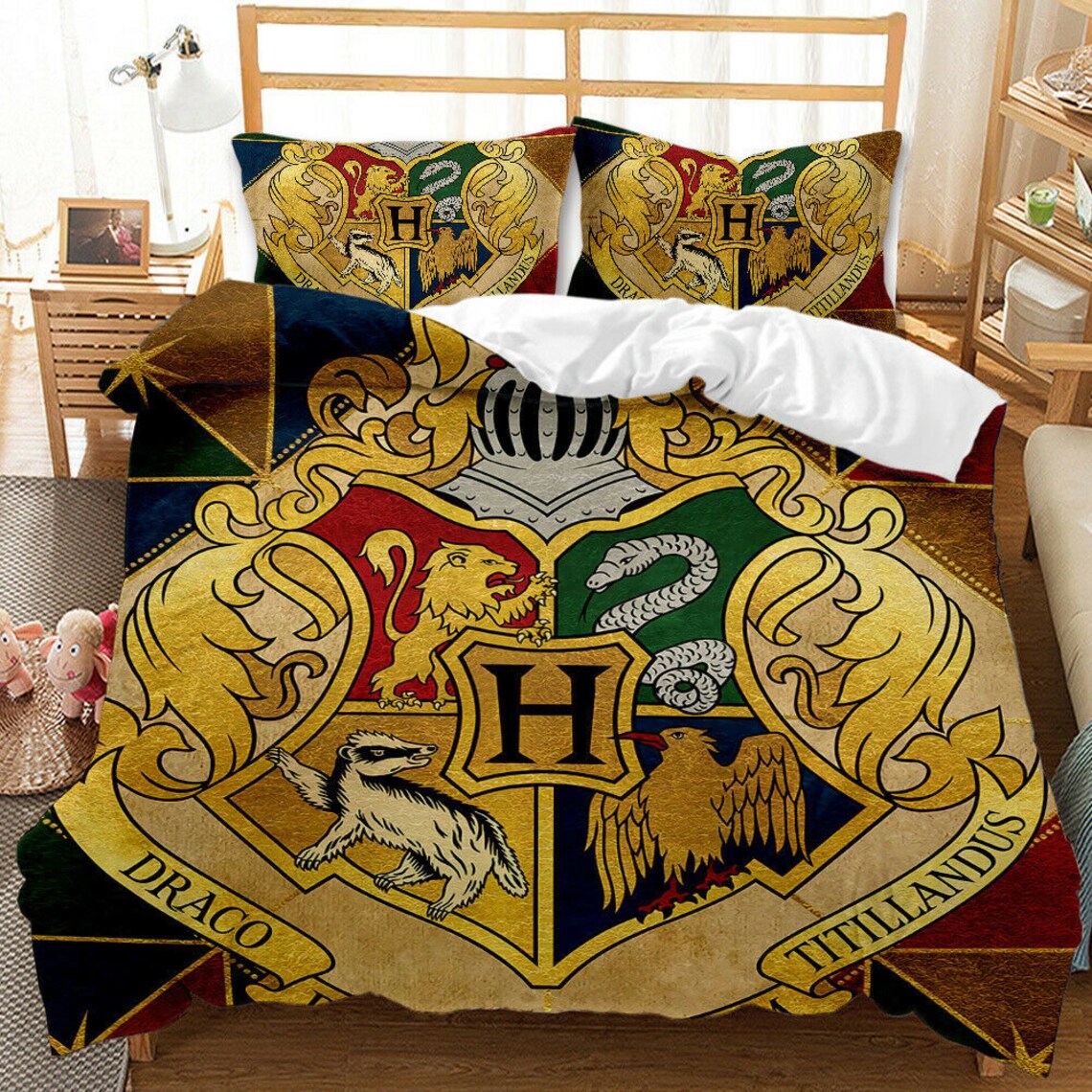 Harry Potter Hogwarts Bedding Set2 Pillowcases Duvet Cover Etsy