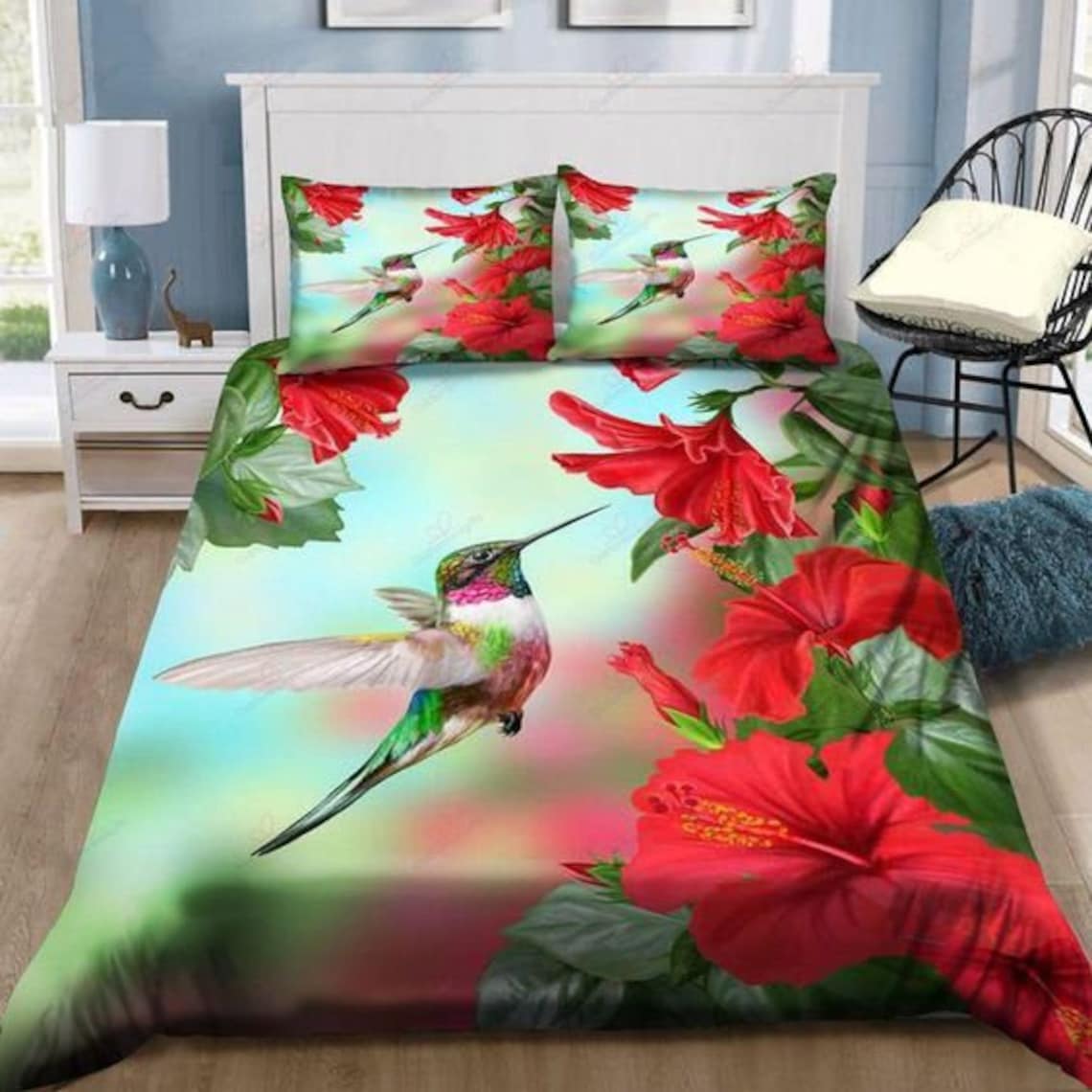 Hummingbird Bedding Set Duvet Cover with 2 Pillowcases Covers Etsy