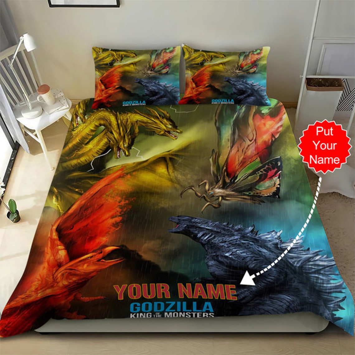 Godzilla Bedding Set Duvet Cover With 2 Pillowcase Covers Etsy