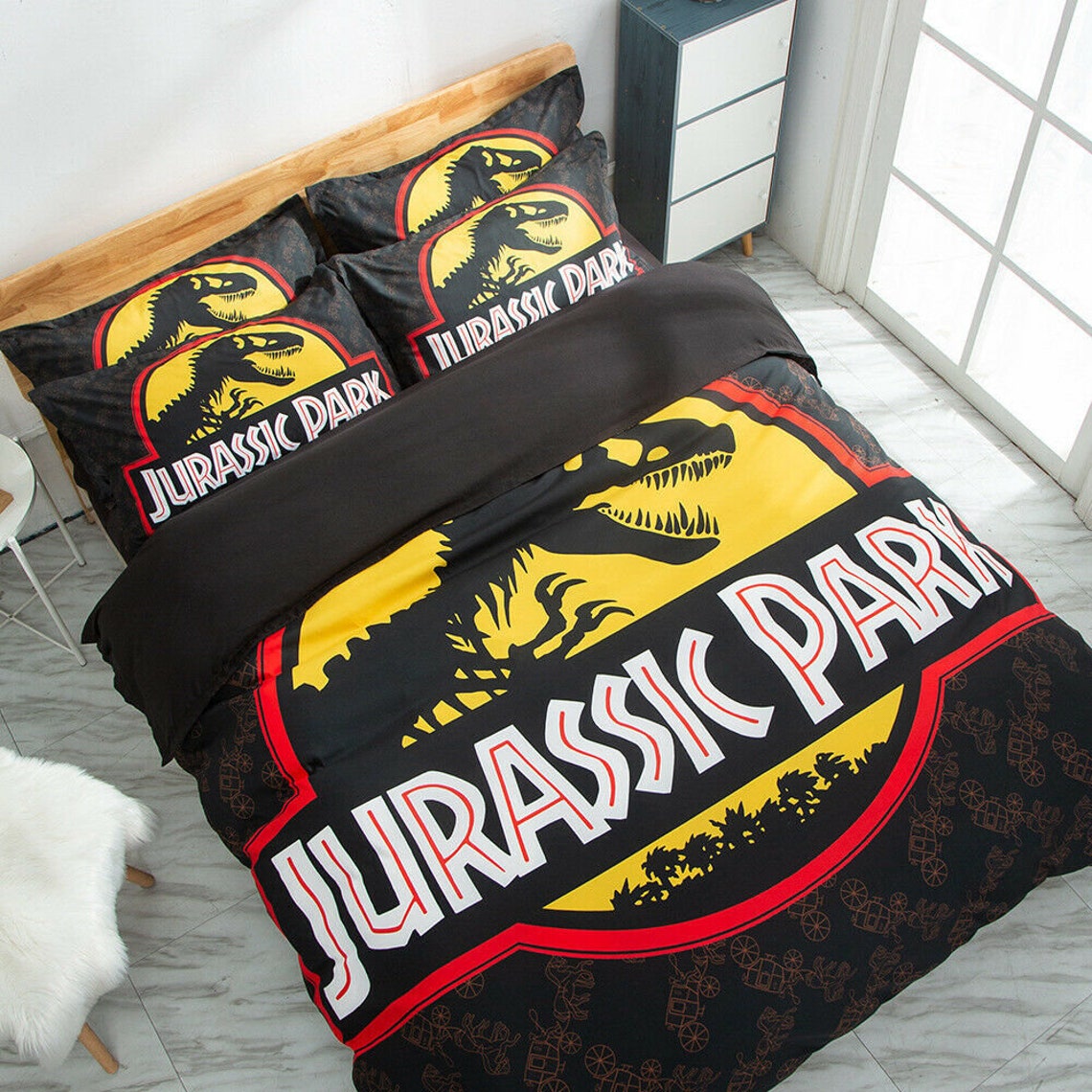 Jurassic Park Bedding Set Gift for Boy Gift For Girls Etsy