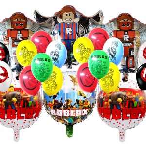 Select Roblox Video Game Table Cover Banner Balloon Cupcake Etsy - balloon roblox 18 foil roblox birthday party theme supplies