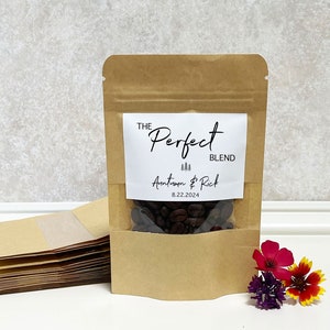 Personalized Bags, The Perfect Blend Wedding Favor Bags, Bridal Shower Gift, Resealable Coffee Pouch, Wedding Favor, Guest Gift