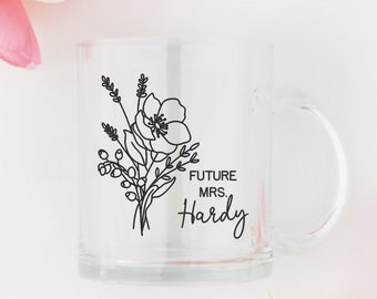 Future Mrs Mug for Bride to Be, Personalized Floral Mr and Mrs Mugs, Future Bride Engagement Gift for Bridal Shower, Wedding Announcement