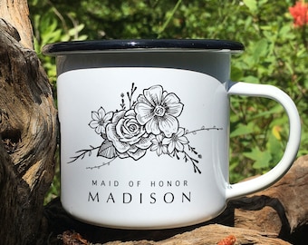 Personalized Bridesmaid Mug, Maid of Honor Mug Gift, Bridal Party Mugs, Bride Mug, Matron of Honor Proposal Gift