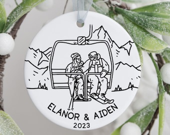 Personalized Skiers Ornament, Customized Couples Downhill Gift, Skiing Lover, Winter Sports, Coldsmoke Powder Snow Christmas, Gay Skiers