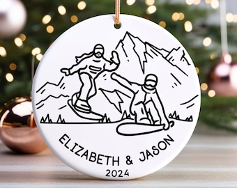 Personalized Snowboarders Ornament, Customized Couples Downhill Gift, Winter Sports, Coldsmoke Powder Snow Christmas, Shredder Gift