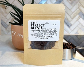 10 The Perfect Blend Coffee Wedding Favor Bags, Bridal Shower Favors, Resealable Coffee Pouch, Personalized Wedding Favor, Tea Favor
