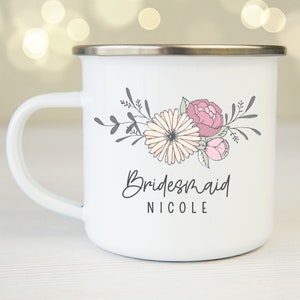 Botanical Peonies Bridesmaid  Floral Mug Maid of Honor Matron of Honor Mug Bridal Party Favor Campfire Mug Bride Mug Mother&#39;s Day