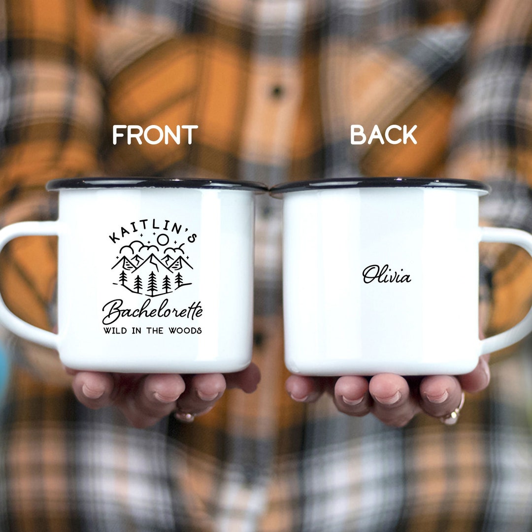 Camp Bachelorette Party Personalized Enamel Camping Mug, Custom Hen ...