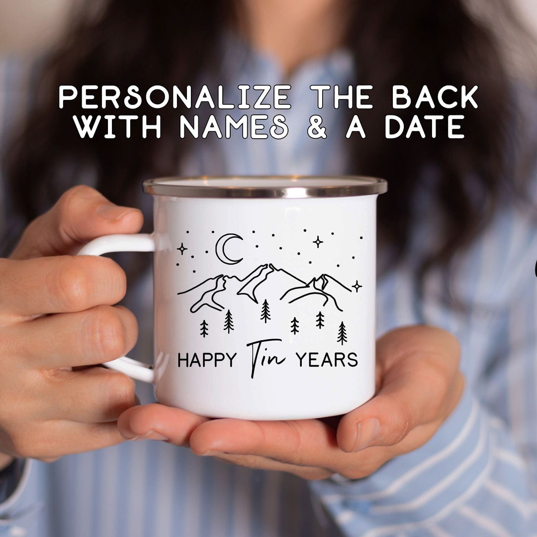 Tin Year Anniversary Mug, Custom 10 Year Gift for Husband or Wife ...