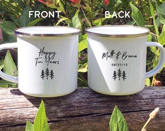 Tin Year Anniversary Mug, Personalized 10th Wedding Celebration Gift, Custom 10 Year Husband Wife Gift