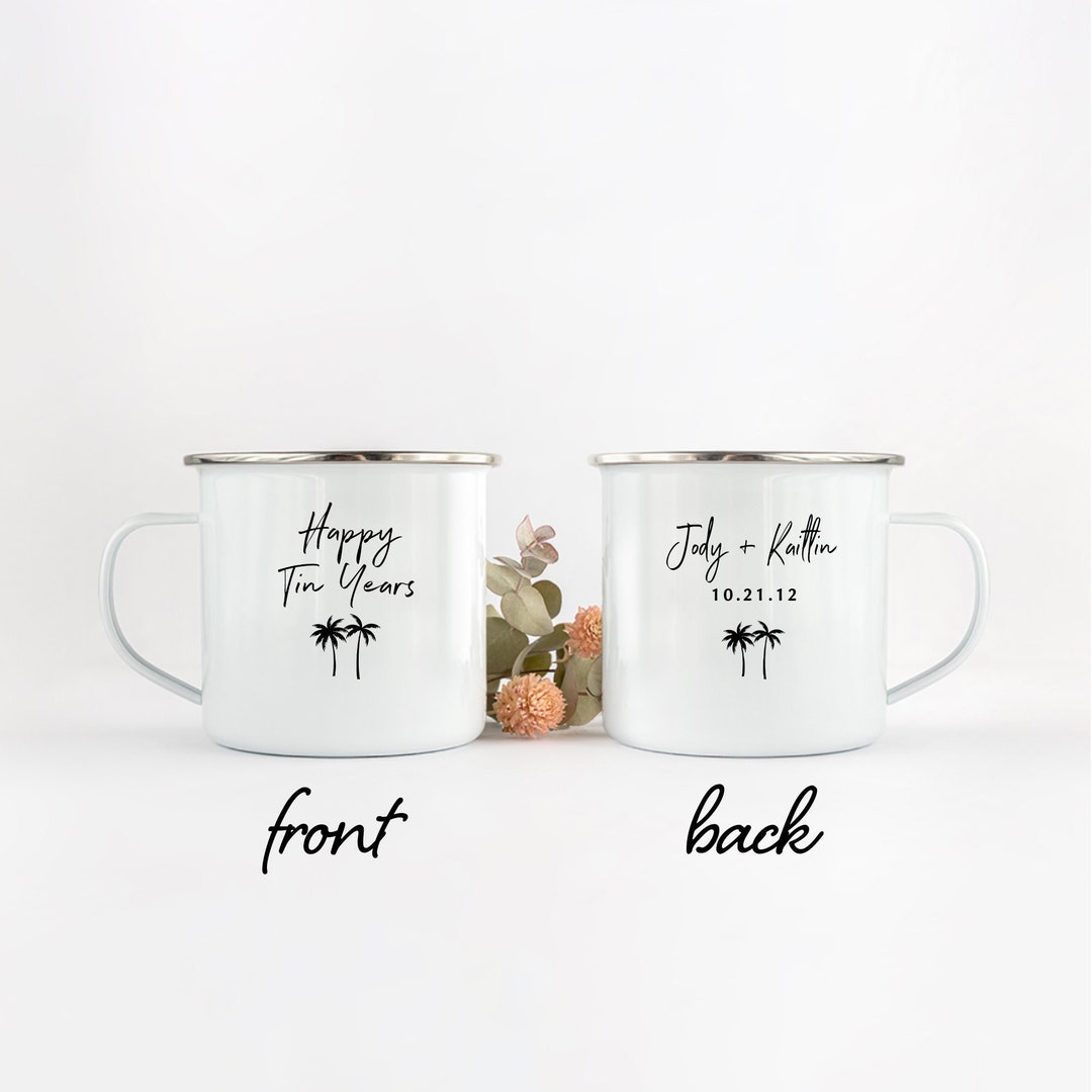 Tin Year Anniversary Mug, Custom 10 Year Husband Wife Gift ...