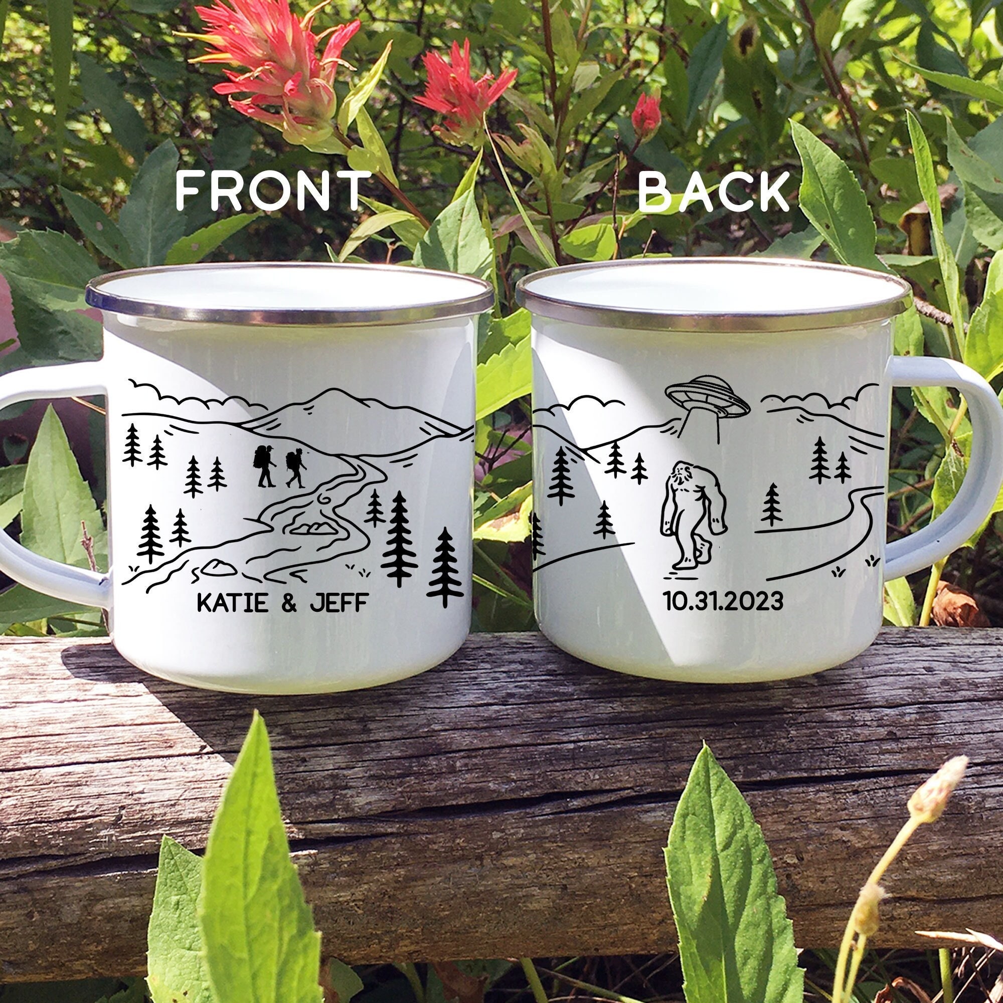 Custom Bigfoot Cutting Board Unique Gift For Camping Couple Custom