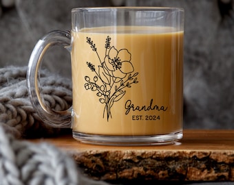 New Grandma Mug, Pregnancy Announcement Baby Reveal Mug, First Time Grandma, Future Grandma, Established 2024