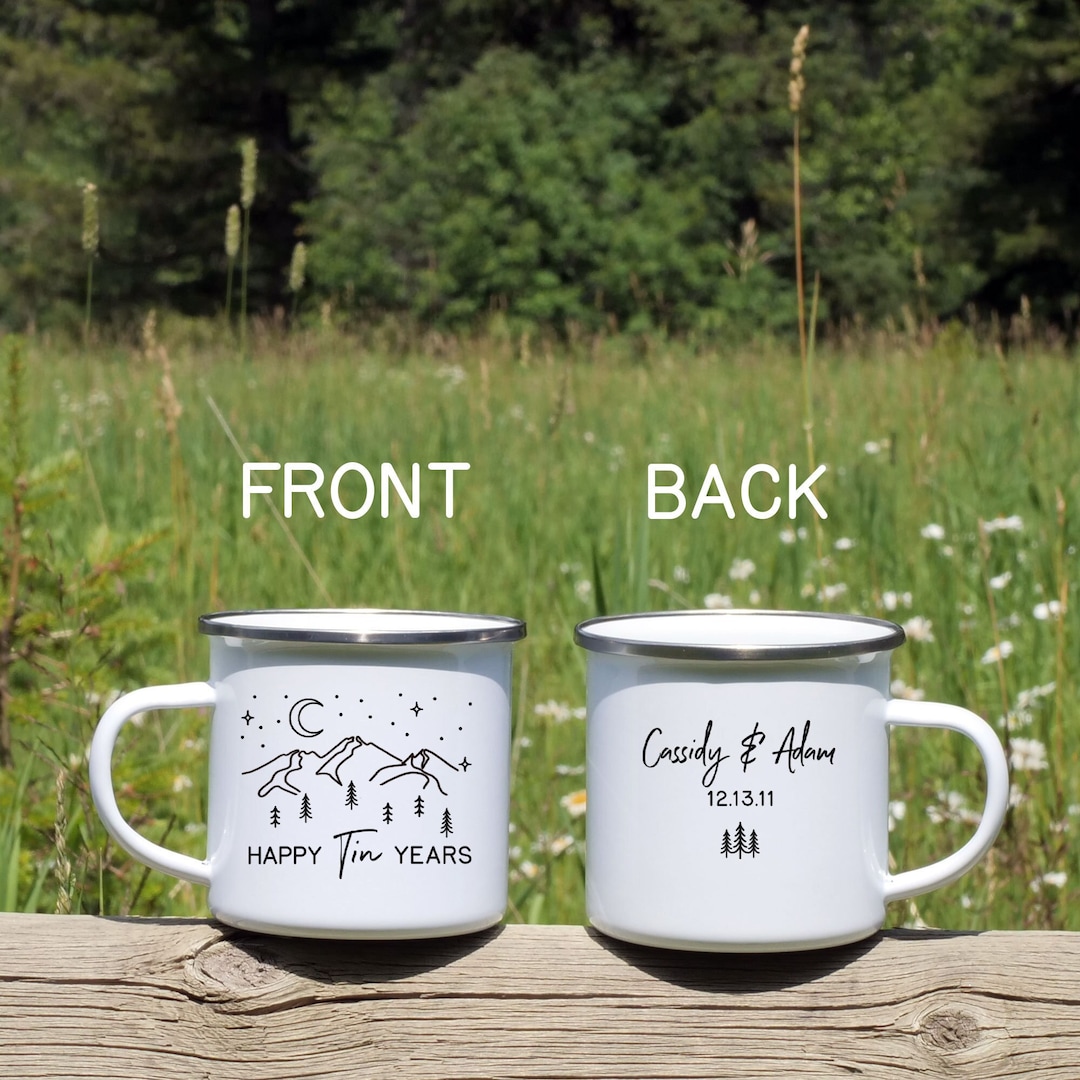 Tin Year Anniversary Mug, Custom 10 Year Husband Wife Gift, Personalized 10th Wedding