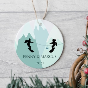 Personalized Snowboard Ornament, Customized Couples Snowboarding Gift, Snowboarder Lover, Winter Sports, Coldsmoke Powder Snow Christmas