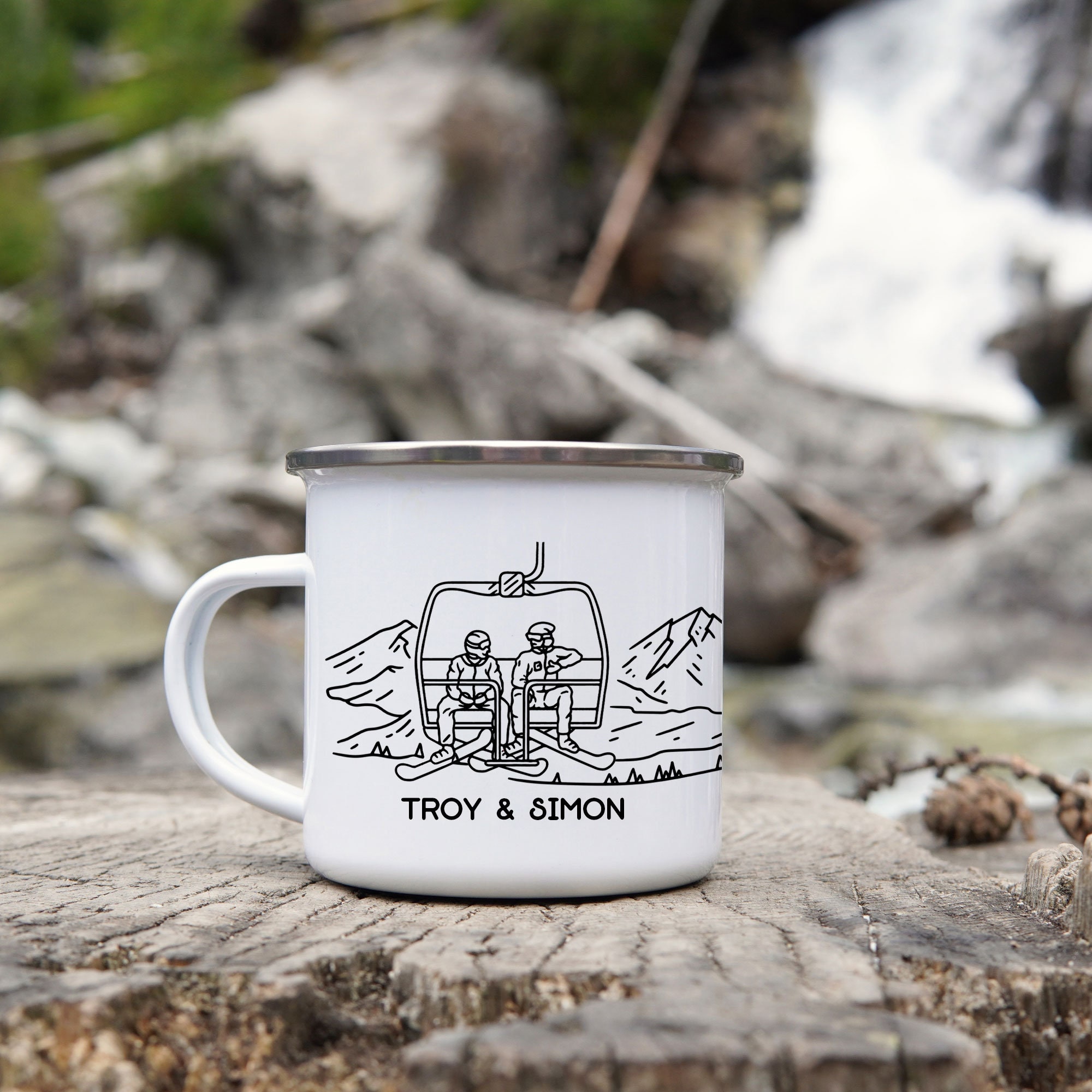 Personalized Ski Mug, Customized Couples Skiing Gift, Downhill Ski ...