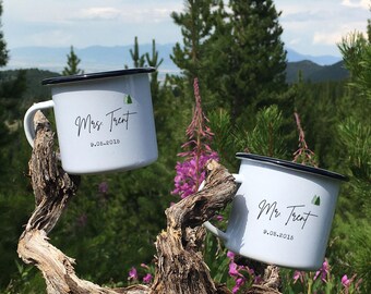 Personalized Tin Year Anniversary Mug, Custom 10 Year Husband Wife Gift, Personalized 10th Wedding Cup, Gift for Him and Her, Mr & Mrs Pine