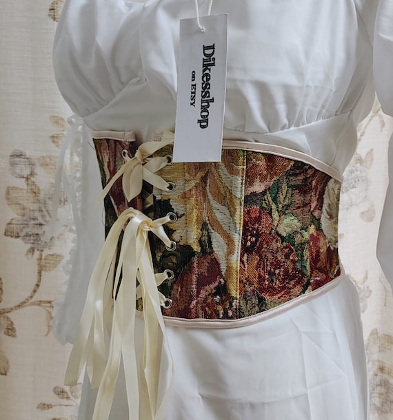 Vintage Floral Underbust Corset Belt Renaissance Lace-up 