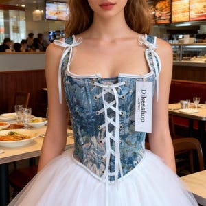 Vintage Y2K Floral Corset Top Renaissance Bodice Lace-Up Bustier Tops