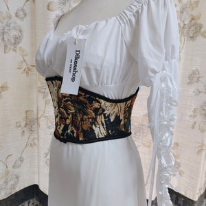 bustier white underbust corset belt Vintage Underbust Corset Belt for Women Retro Floral Bustier Belts