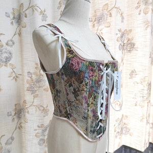 Vintage Y2K Floral Corset Top: Retro French Bodice