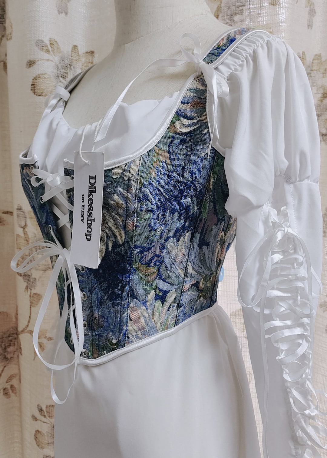 Trend4us Vintage Lace-Up Floral Corset Bustier Top