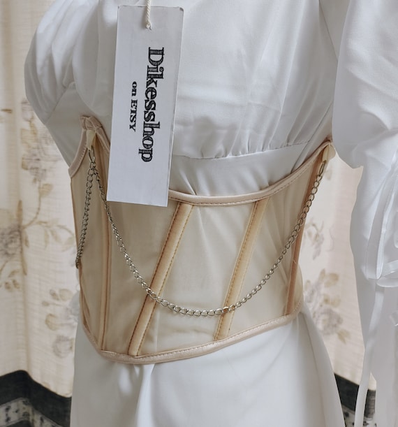 white lace up corset belt