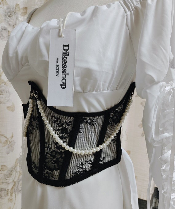 white mesh corset belt
