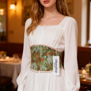 Vintage Floral Underbust Corset Belt Lace-up Renaissance Waist Shapewear