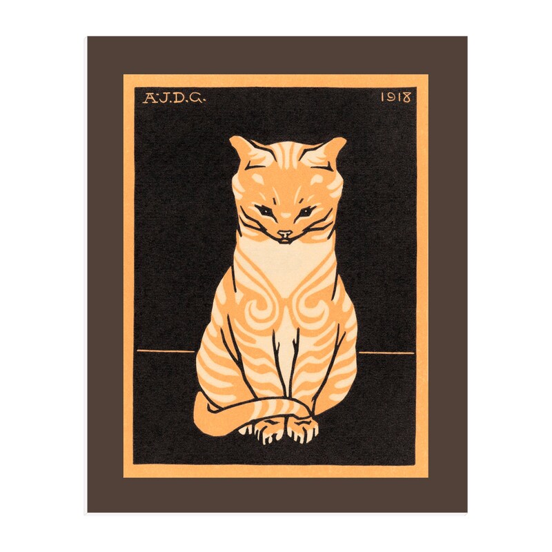 Cat Block Print - Etsy