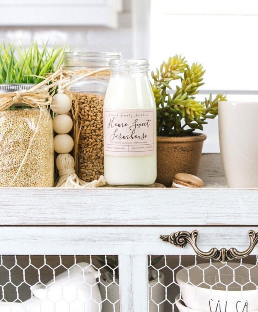 Set of 2 Vintage Glass Milk Jar Candles Rustic Farmhouse Etsy